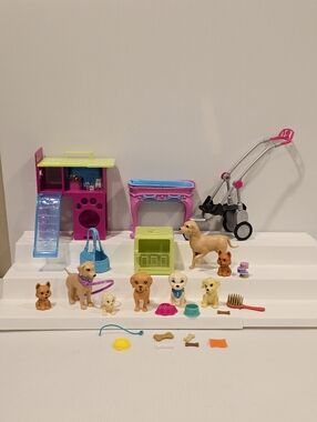 Barbie Doll Pup Daycare and Doggie Salon Set